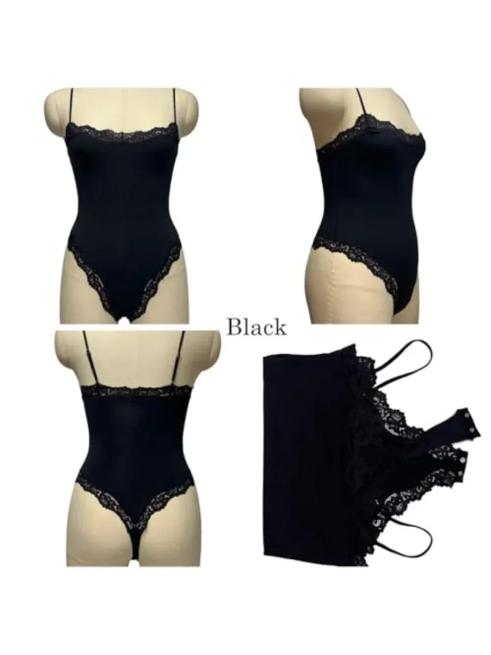 Women's Lace Bodysuit Adjustable Spaghetti Strap Backless Cami Shapewear Romper